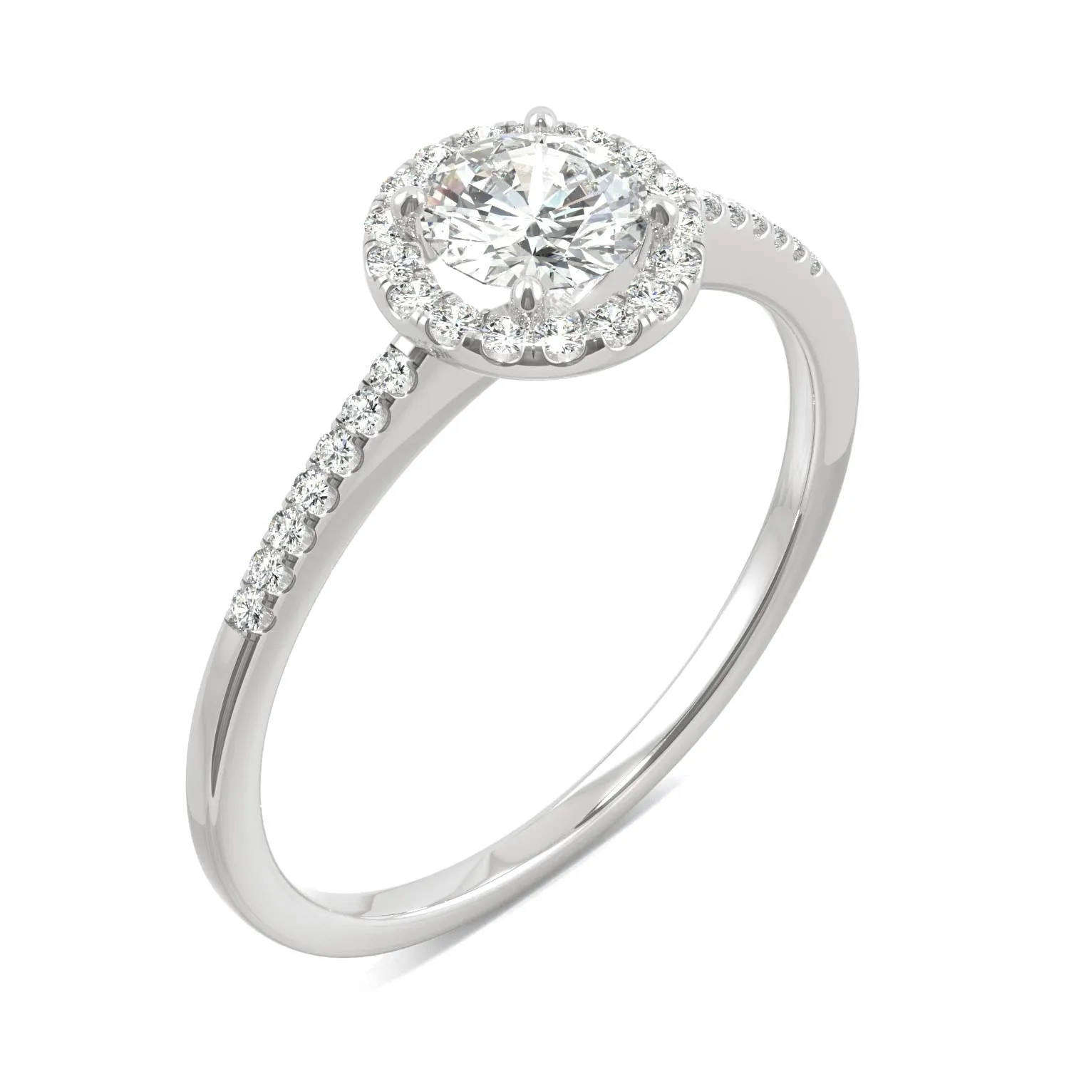 0.66 CTW DEW Round Moissanite Engagement Ring in 14K White Gold