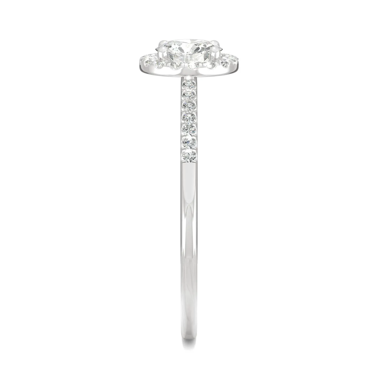 0.66 CTW DEW Round Moissanite Engagement Ring in 14K White Gold
