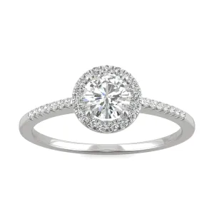 0.66 CTW DEW Round Moissanite Engagement Ring in 14K White Gold
