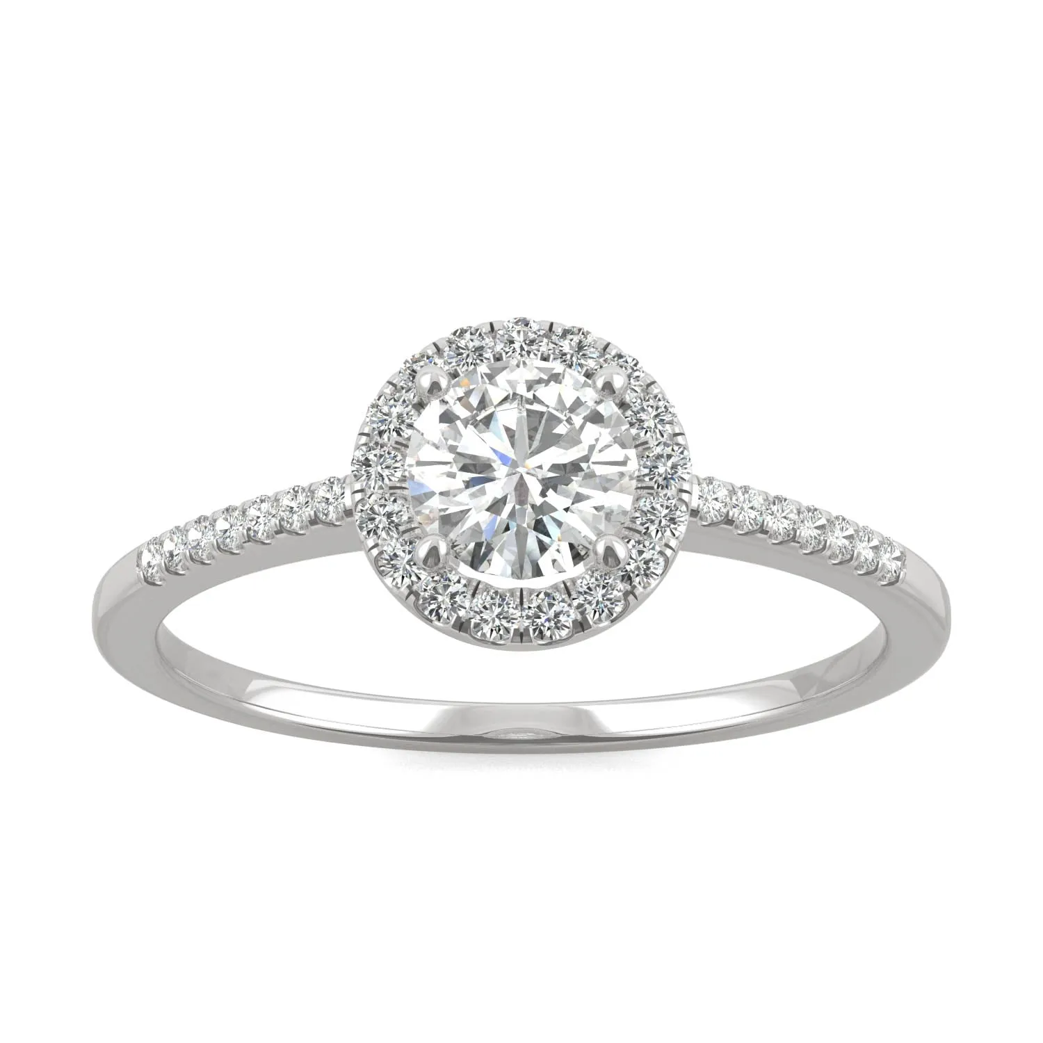 0.66 CTW DEW Round Moissanite Engagement Ring in 14K White Gold
