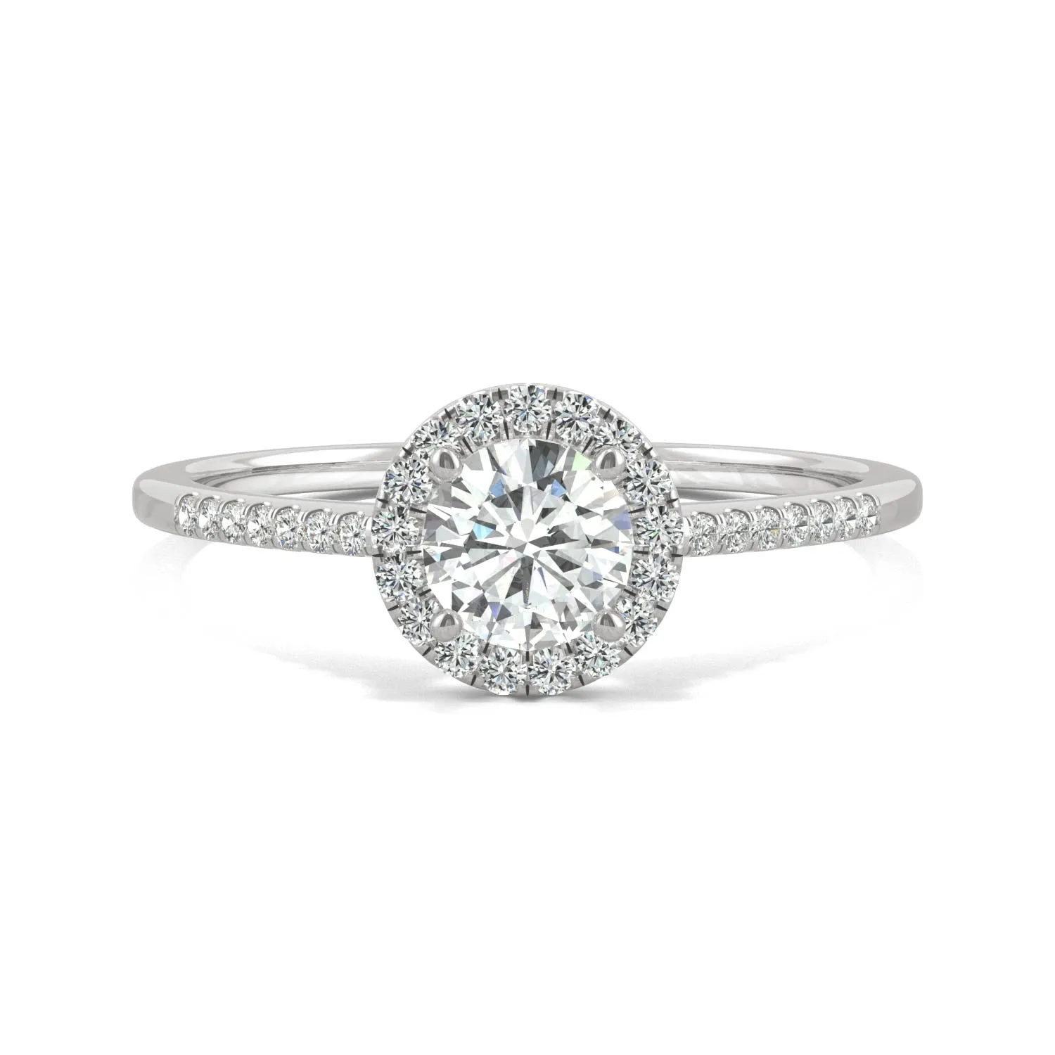 0.66 CTW DEW Round Moissanite Engagement Ring in 14K White Gold