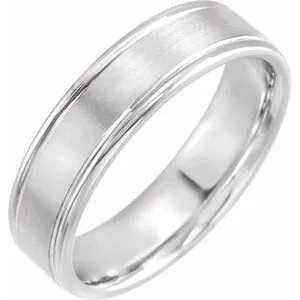 10K White 6 mm Grooved Band Size 8