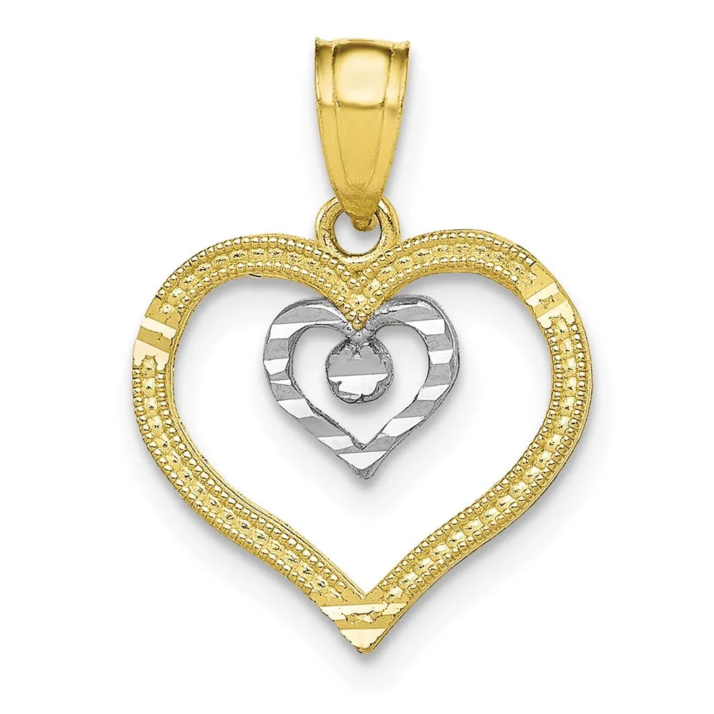 10K w/Rhodium Heart Charm