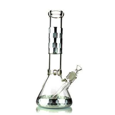 14 Inch Diamond Cut Designer Beaker Bong - Thick Glass 7mm