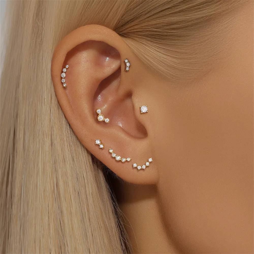 14k GOLD Arc Circle Flat Back Earrings