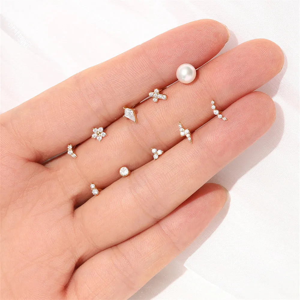 14k Gold Lightning Flat Back Earrings