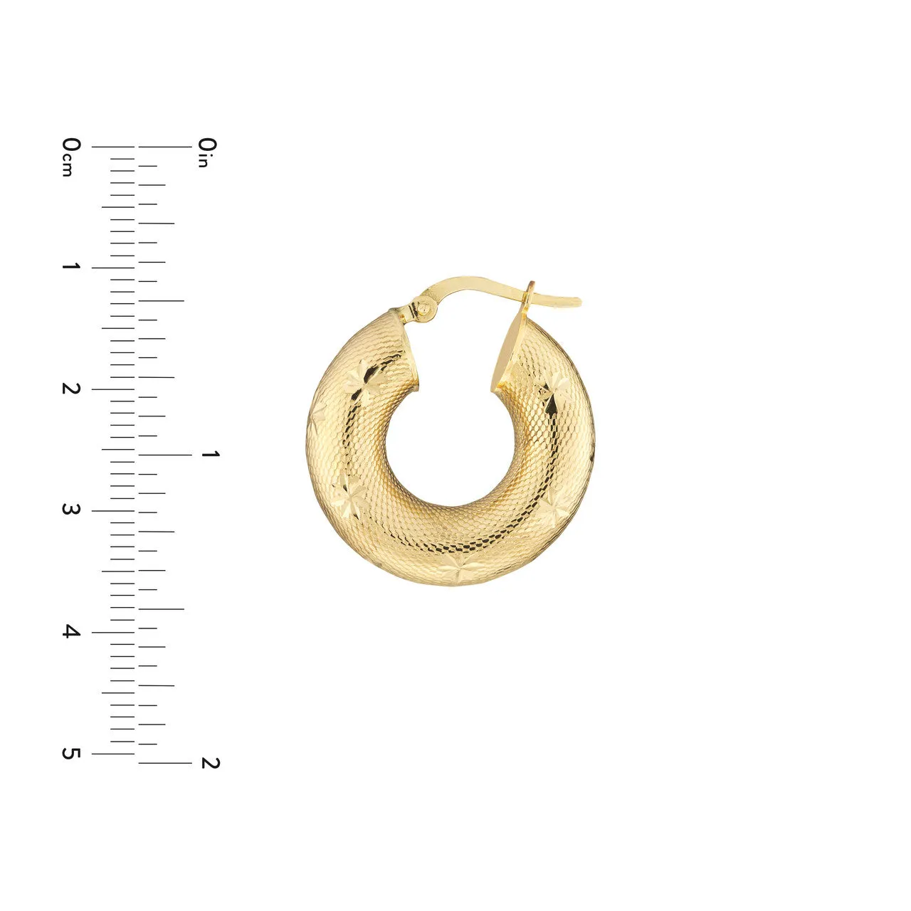 14K Gold10mm Round Textured Hoop Earrings