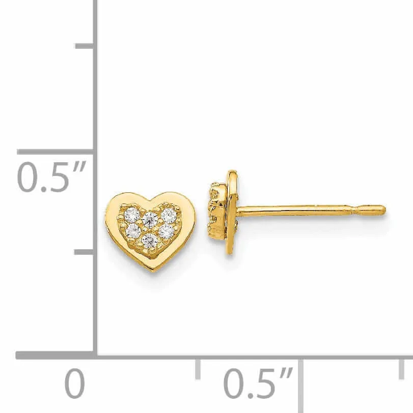14k Madi K CZ Childrens Heart Post Earrings
