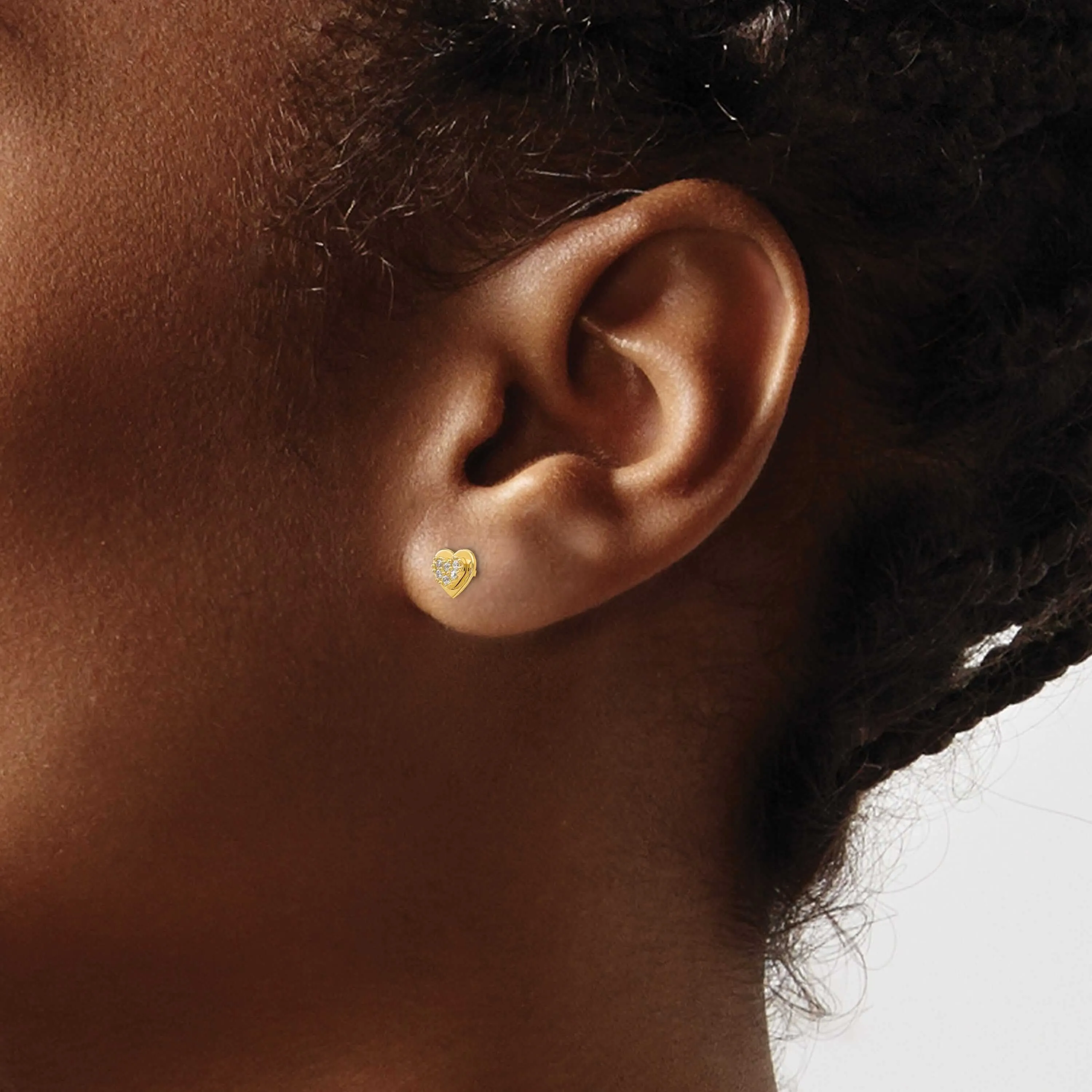 14k Madi K CZ Childrens Heart Post Earrings