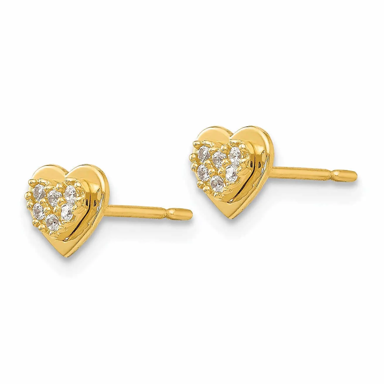 14k Madi K CZ Childrens Heart Post Earrings