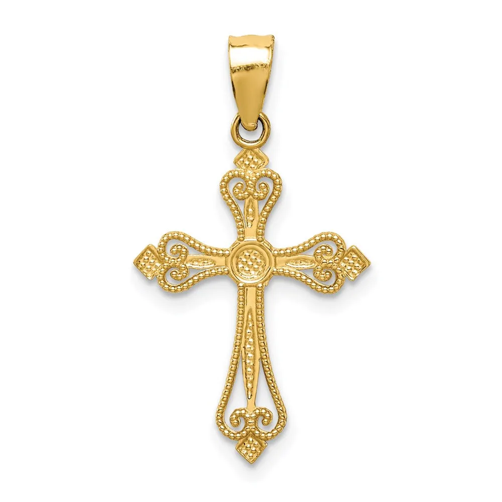 14k Mini Budded Cross Pendant