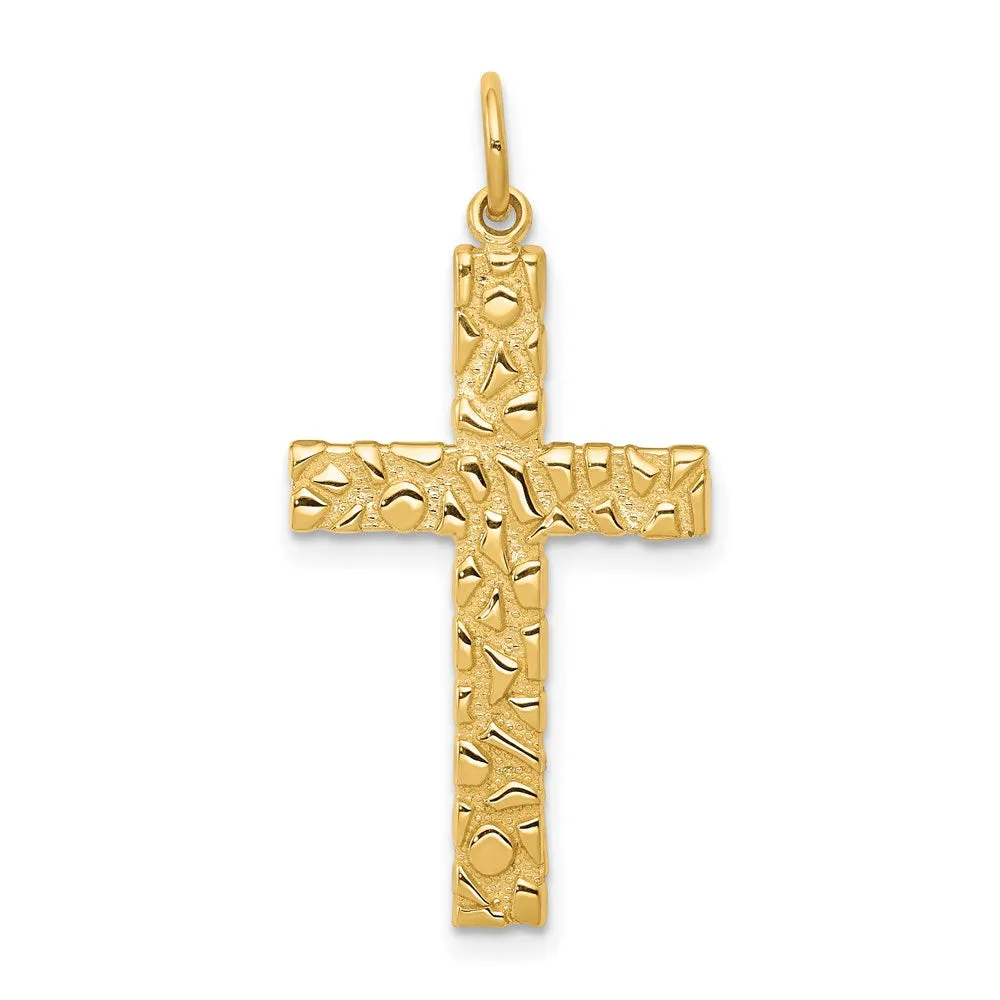 14k Nugget Style Cross Pendant