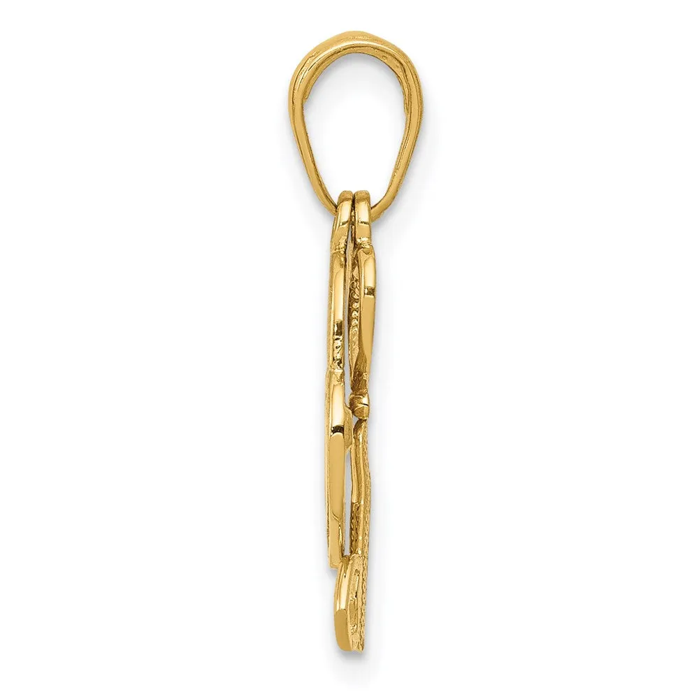 14K Polished Moveable Heart Key and Heart Lock Charm