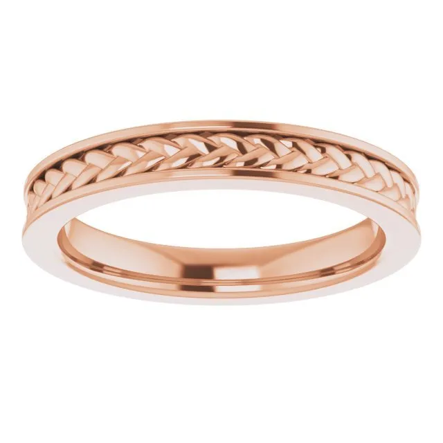 14K Rose 3 mm Woven Design Band