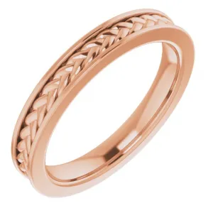 14K Rose 3 mm Woven Design Band