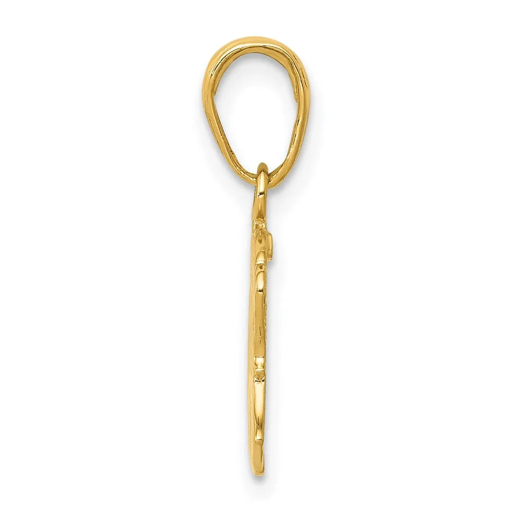 14k Textured Elephant Pendant