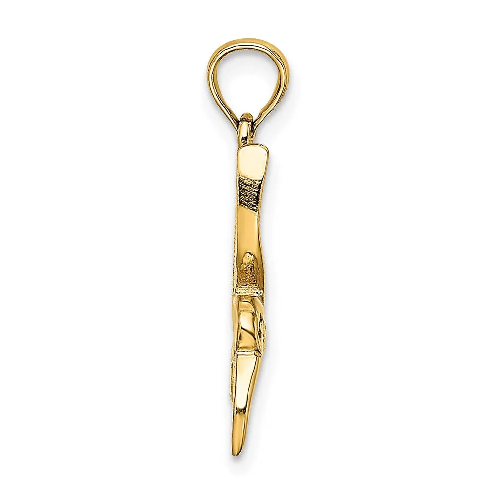 14K Textured Hummingbird Flying Charm