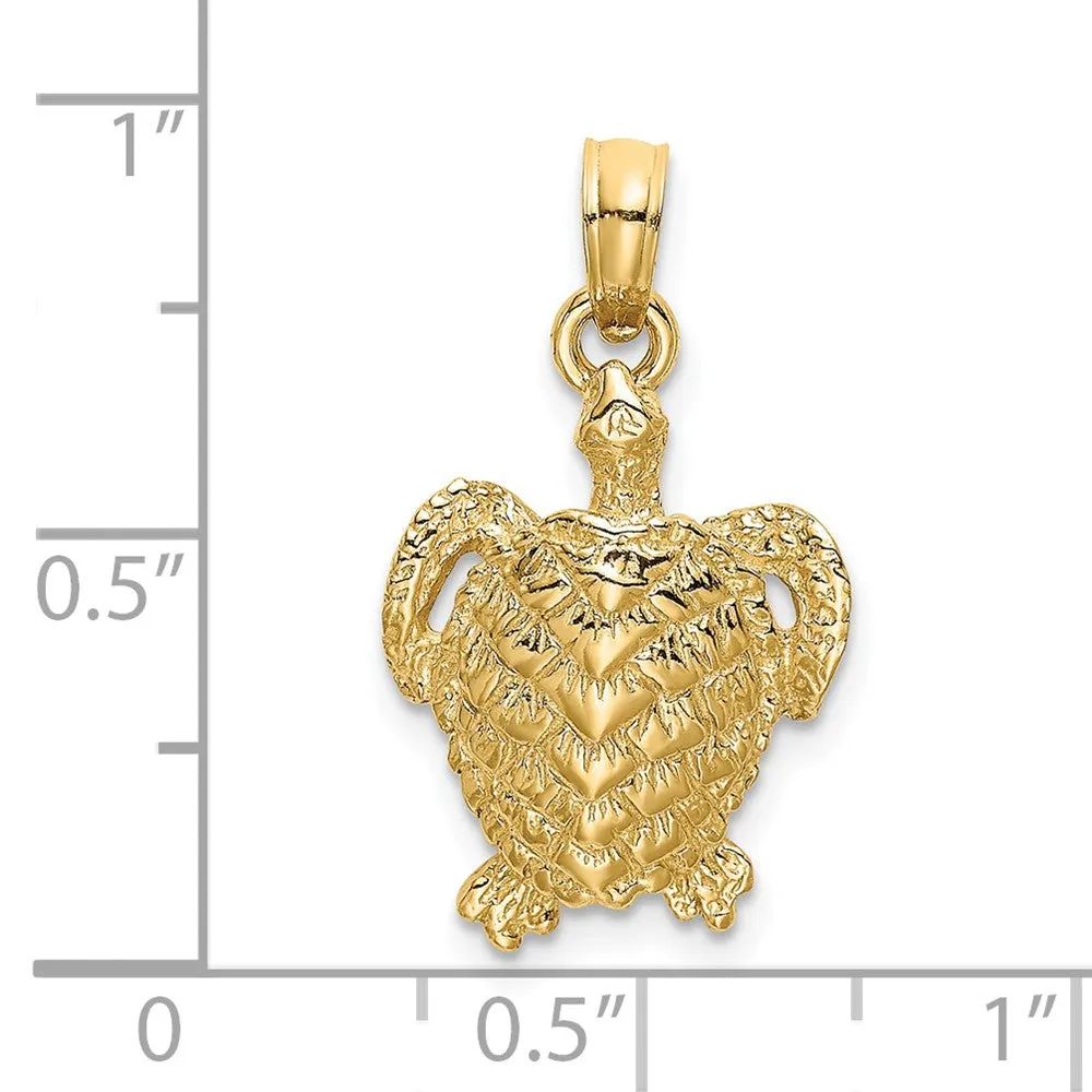 14K Textured Sea Turtle Charm