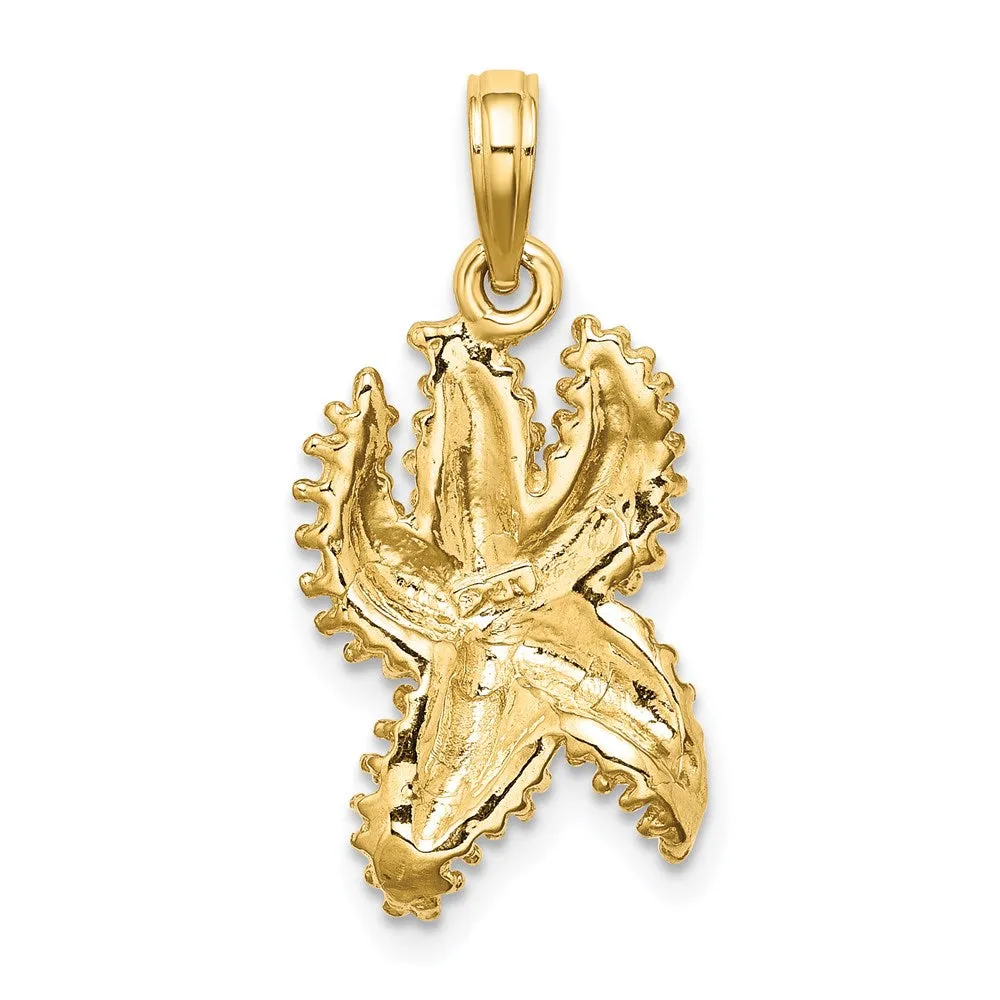 14K Textured Starfish Charm