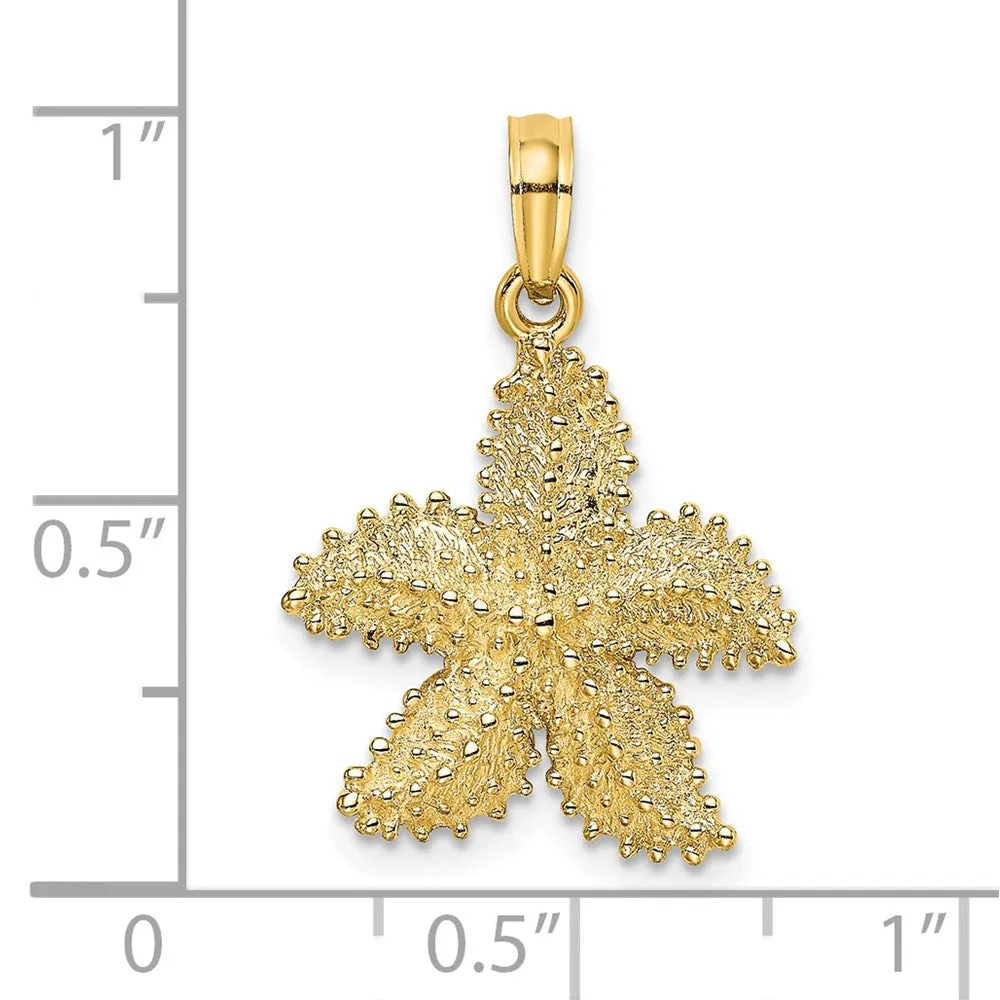 14K Textured Starfish Charm