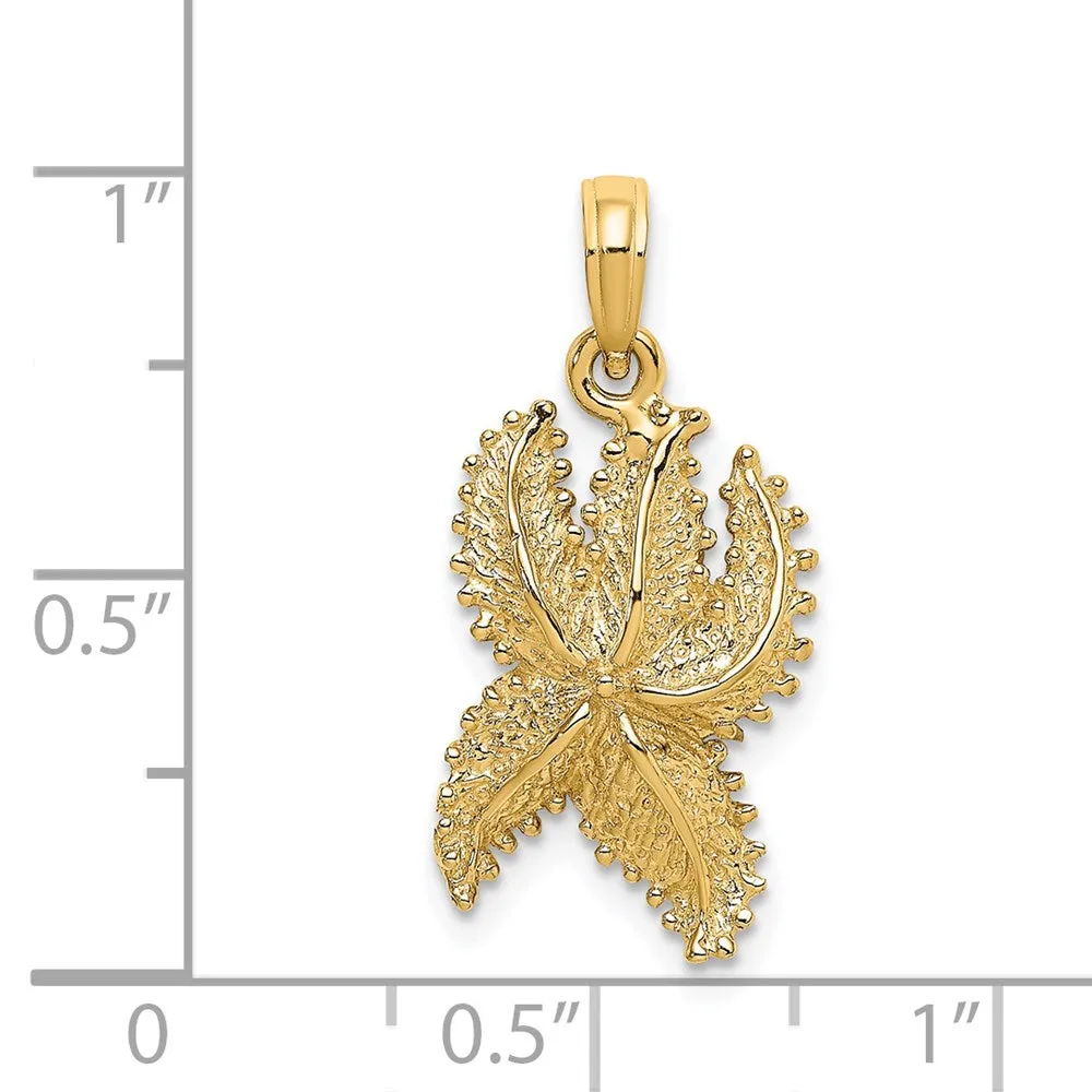14K Textured Starfish Charm
