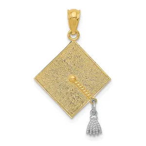 14k Two-tone 3-D Graduation Cap w/Moveable Tassel Pendant