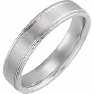 14K White 5 mm Grooved Band Size 7.5