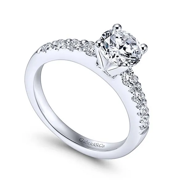 14k White Gold Round Straight Diamond Engagement Ring/ER3950W44JJ