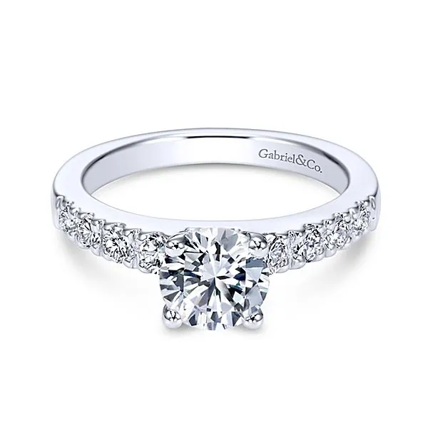 14k White Gold Round Straight Diamond Engagement Ring/ER3950W44JJ