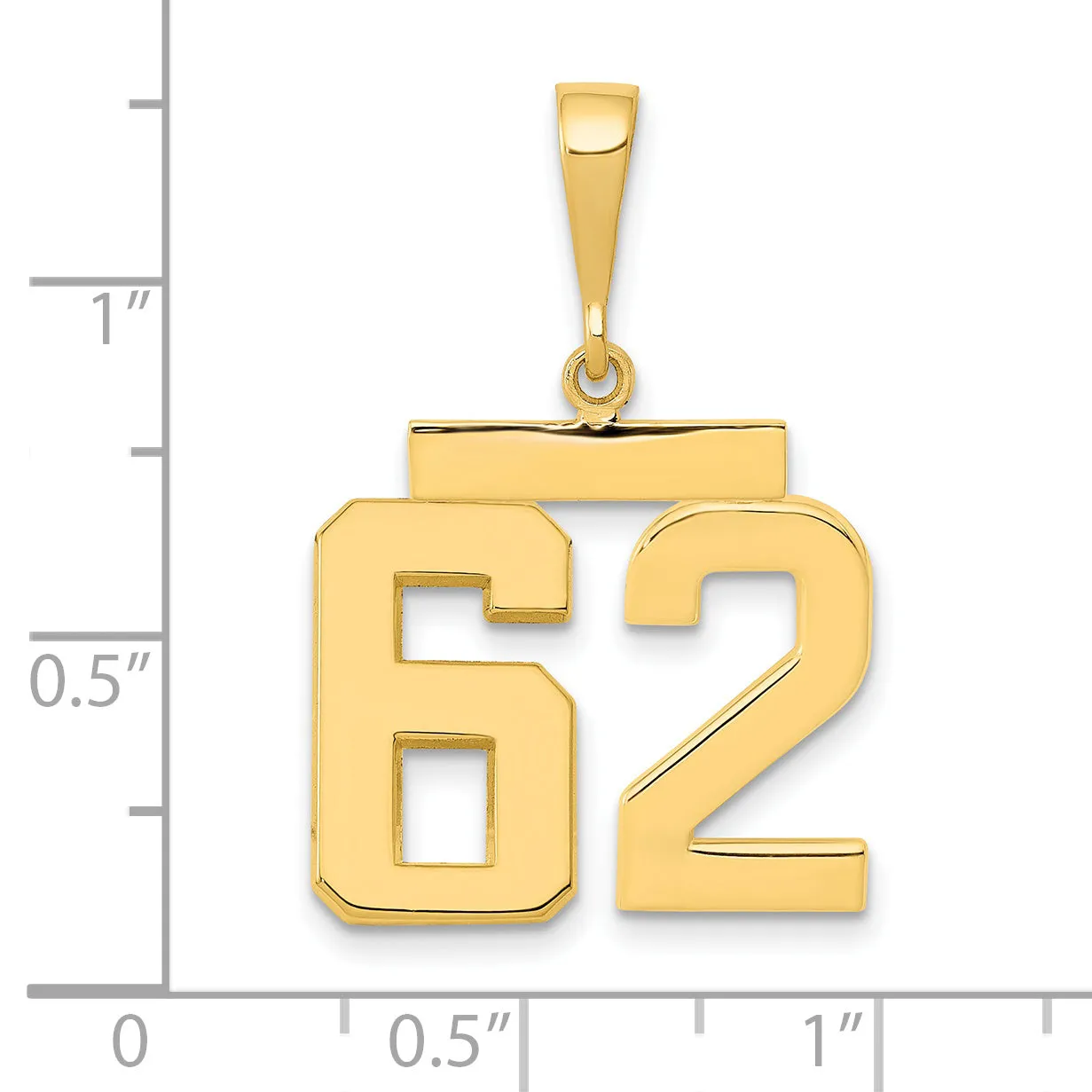 14k Yellow Gold Medium Polished Number 62 Charm
