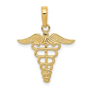 14k Yellow Gold Polished Finish Caduceus Charm