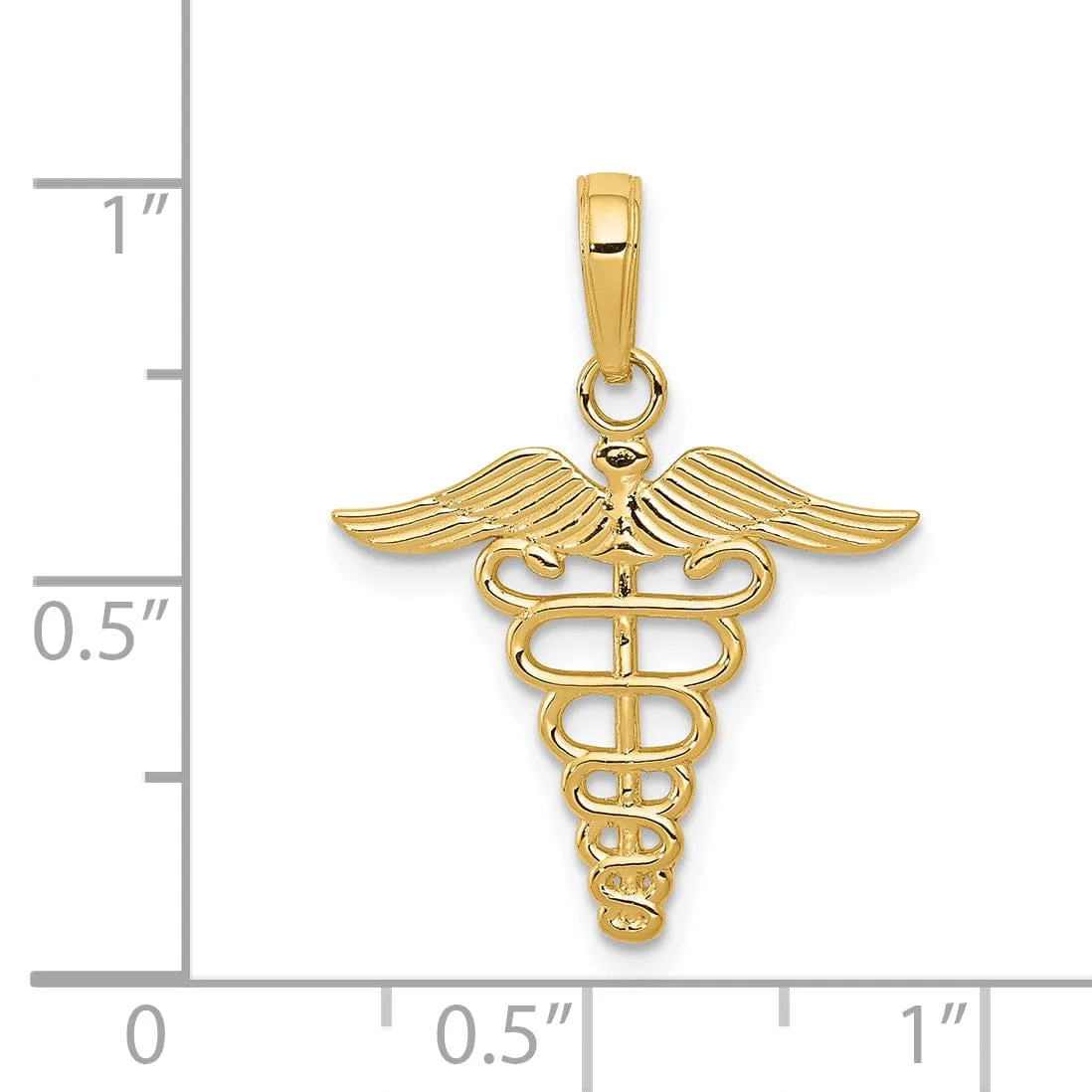 14k Yellow Gold Polished Finish Caduceus Charm