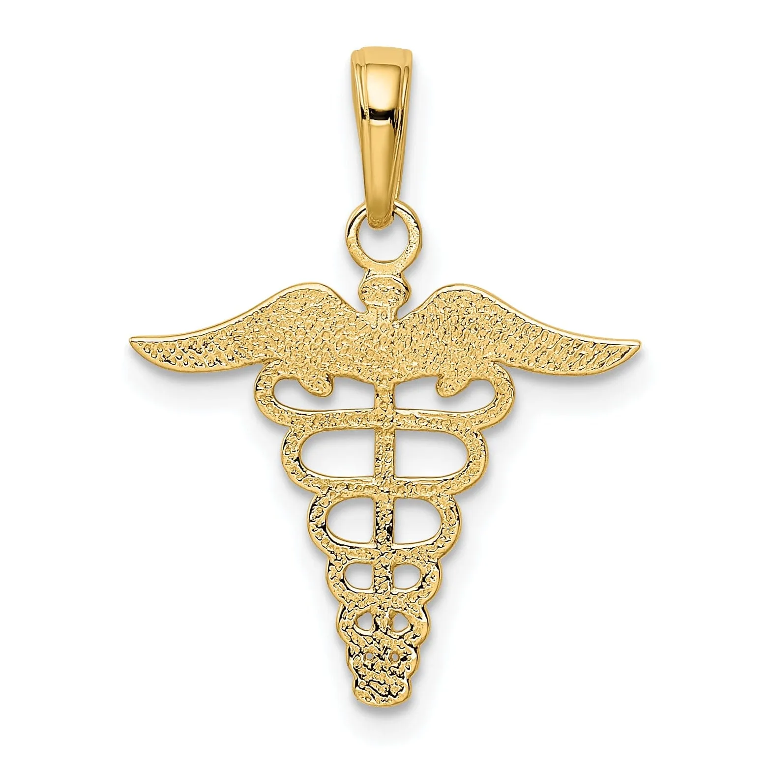 14k Yellow Gold Polished Finish Caduceus Charm