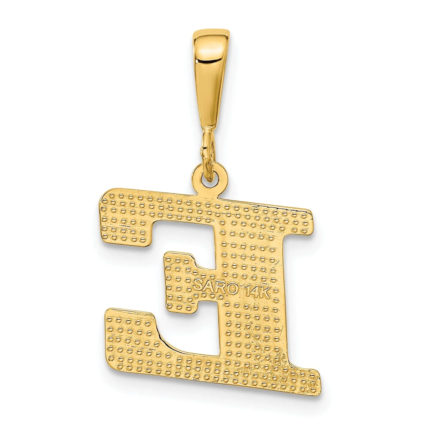 14k Yellow Gold Polished Texture Finish Letter E Initial Charm Pendant