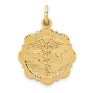 14k Yellow Gold Registered Nurse Disc Pendant