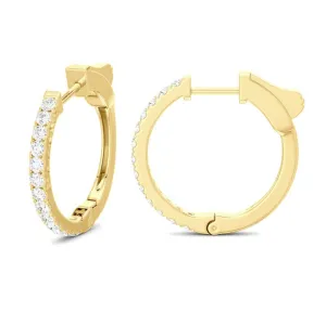 14K Yellow Gold Small Diamond Huggies Hoop Earrings