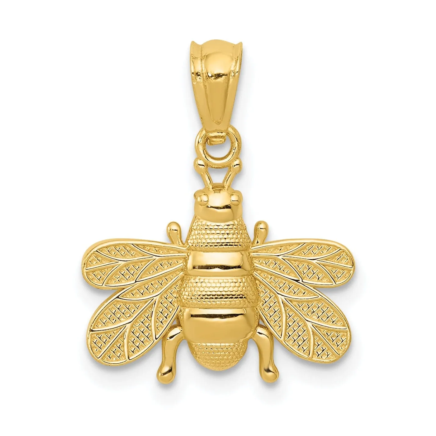 14k Yellow Gold Solid Polished Finish Bumble Bee Pendant