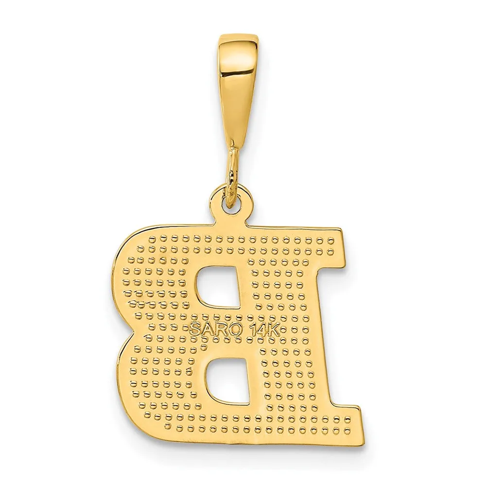 14k Yellow Gold Textured Initial B Charm