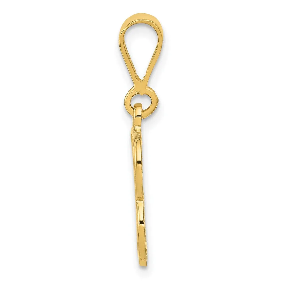 14k Yellow Gold Textured Initial B Charm