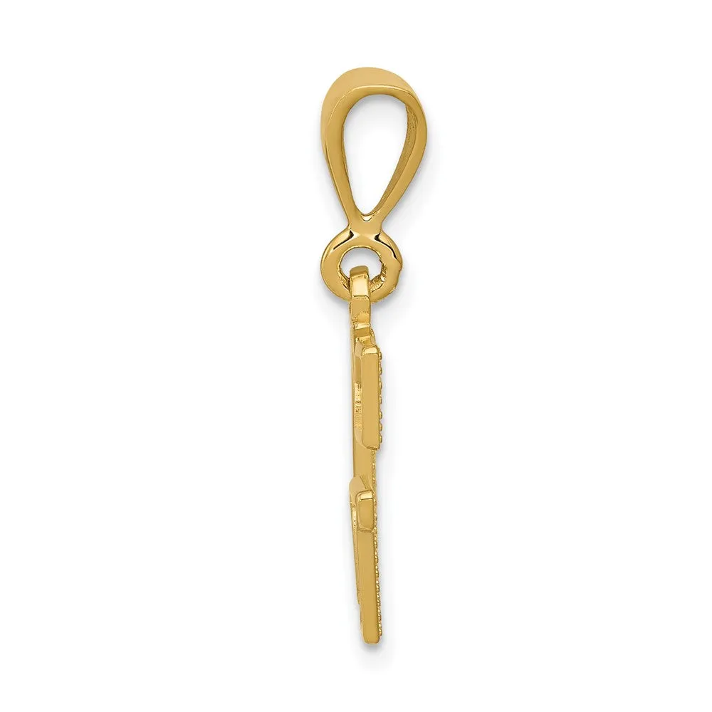 14k Yellow Gold Textured Initial G Charm