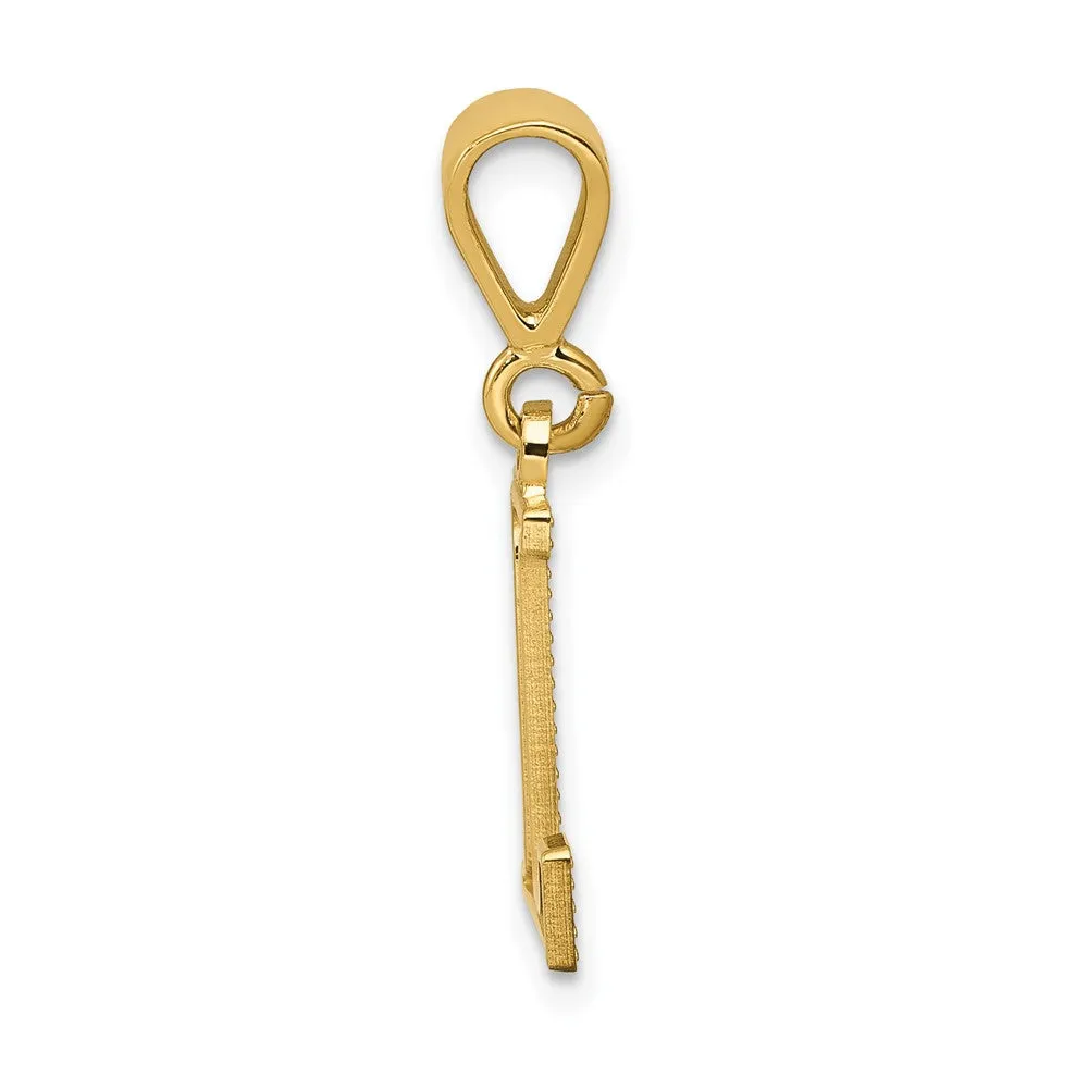 14k Yellow Gold Textured Initial L Charm