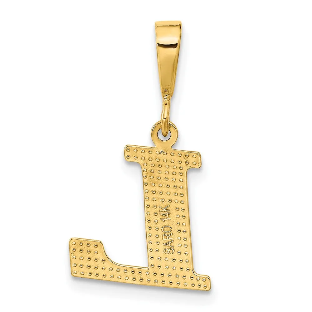 14k Yellow Gold Textured Initial L Charm