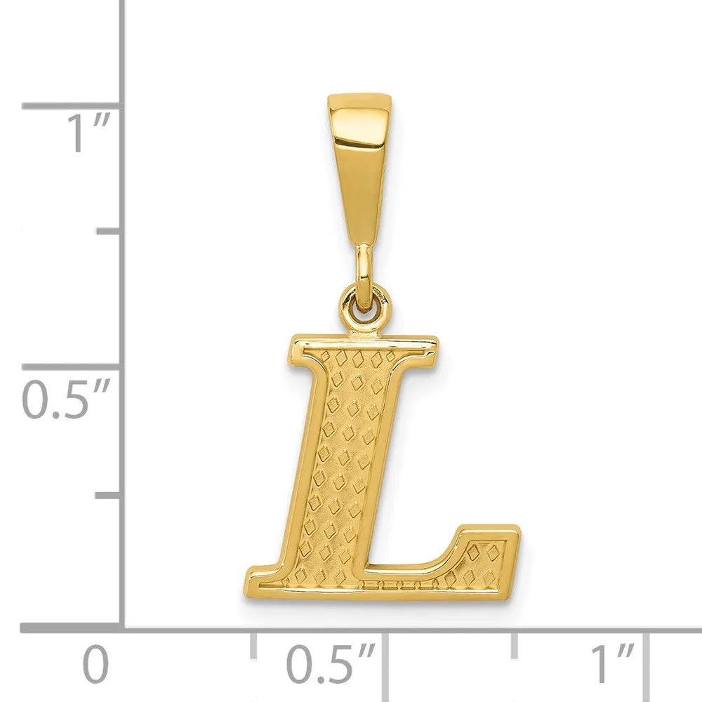 14k Yellow Gold Textured Initial L Charm