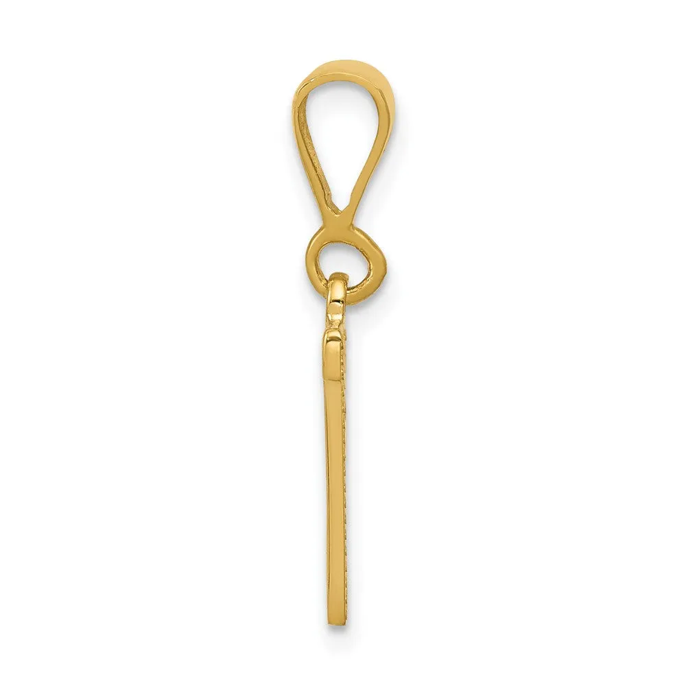 14k Yellow Gold Textured Initial N Charm