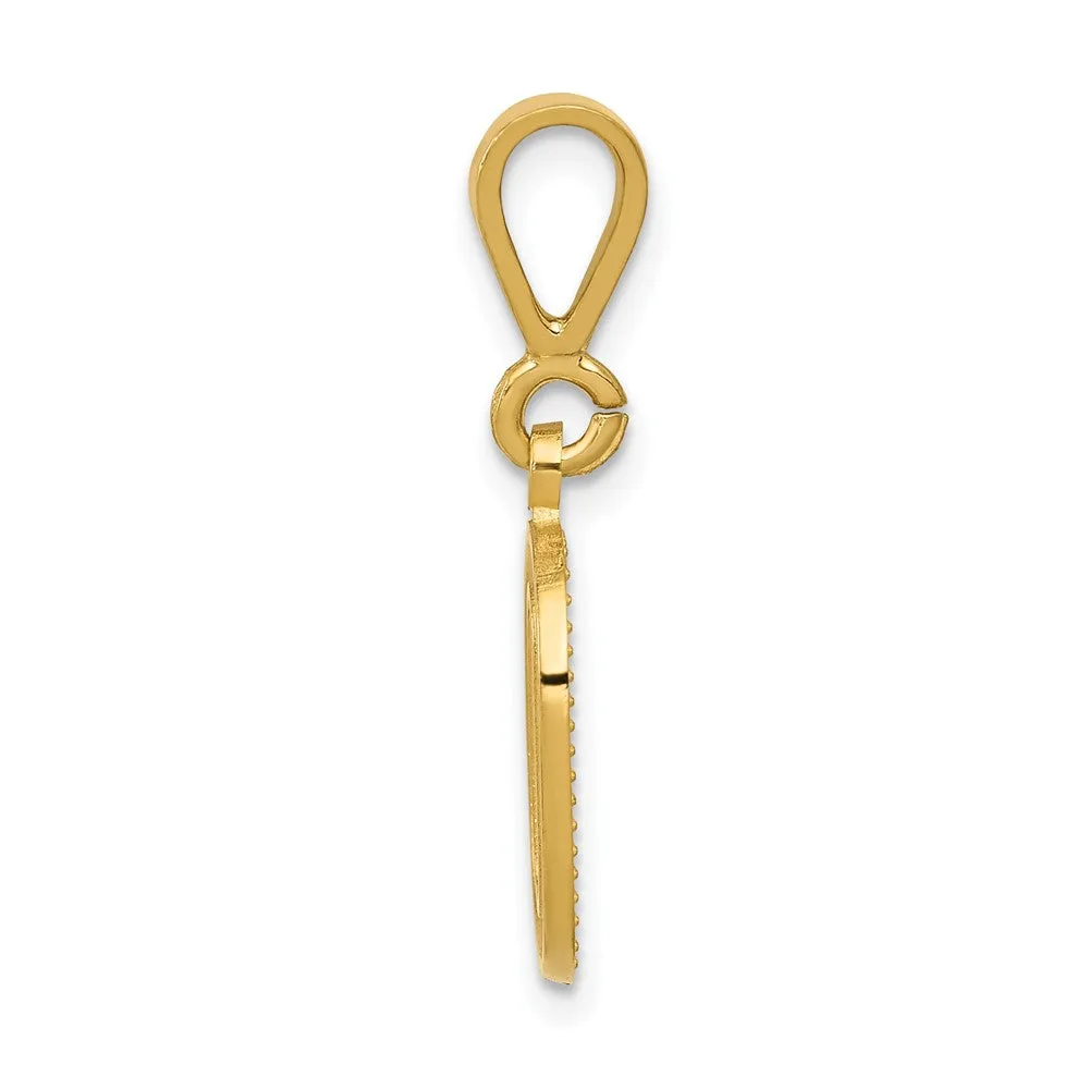 14k Yellow Gold Textured Initial O Charm