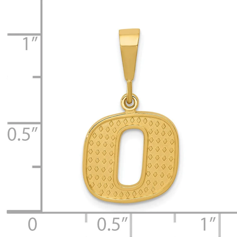 14k Yellow Gold Textured Initial O Charm