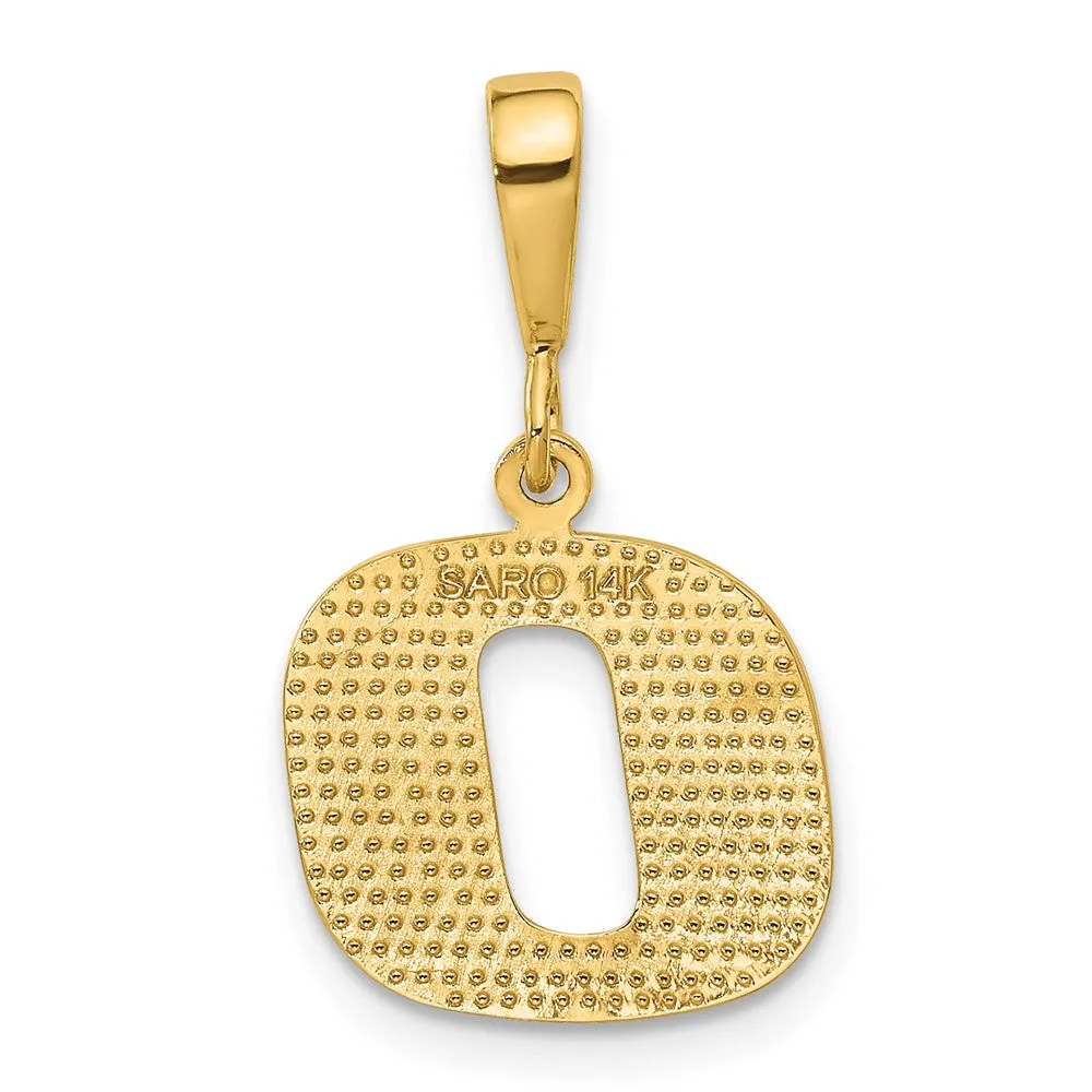 14k Yellow Gold Textured Initial O Charm