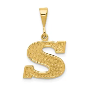 14k Yellow Gold Textured Initial S Charm