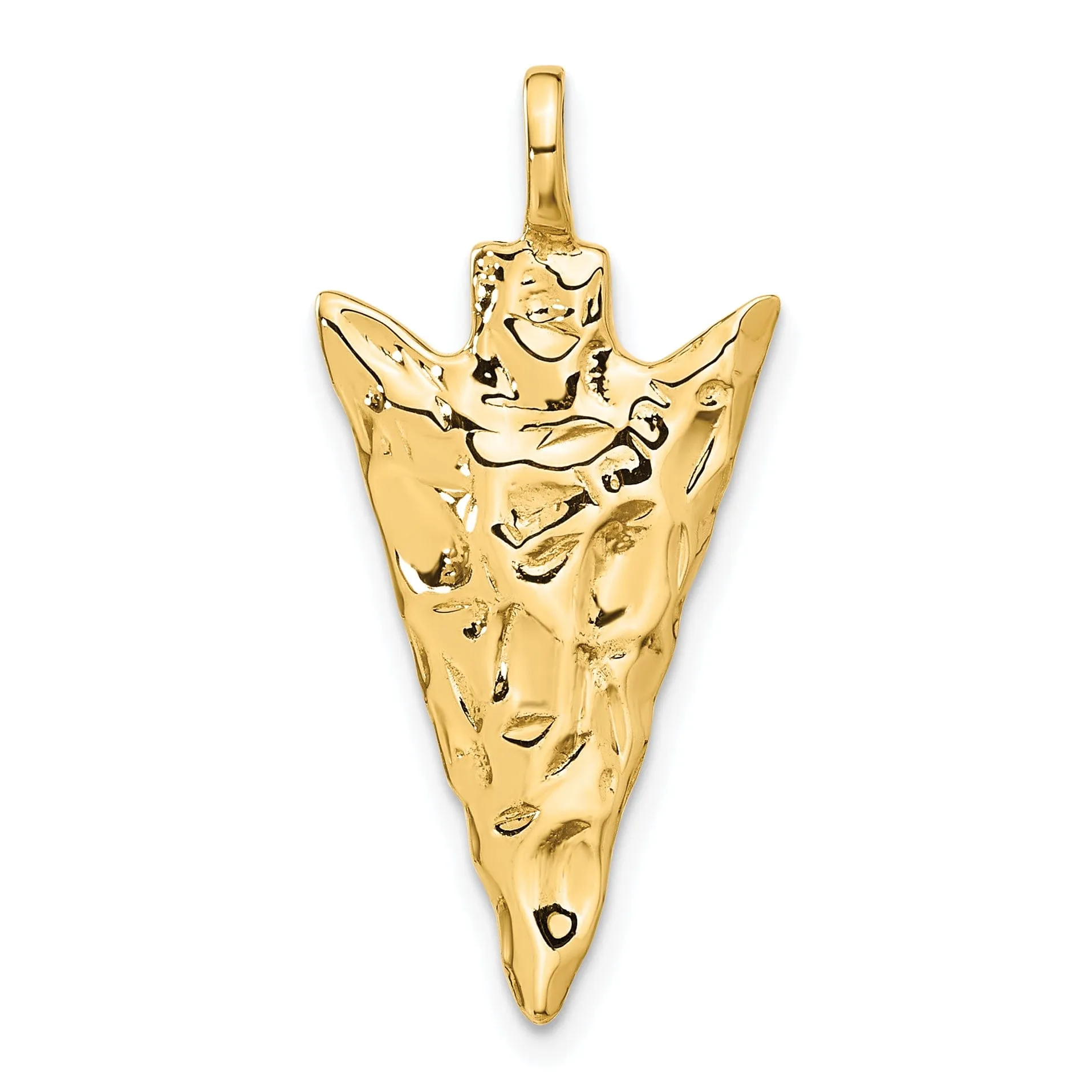 14k Yellow Gold Textured Polished Finish 3-Dimensional Arrow Head Charm Pendant