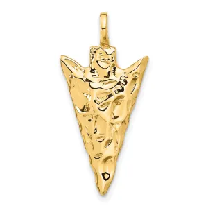 14k Yellow Gold Textured Polished Finish 3-Dimensional Arrow Head Charm Pendant